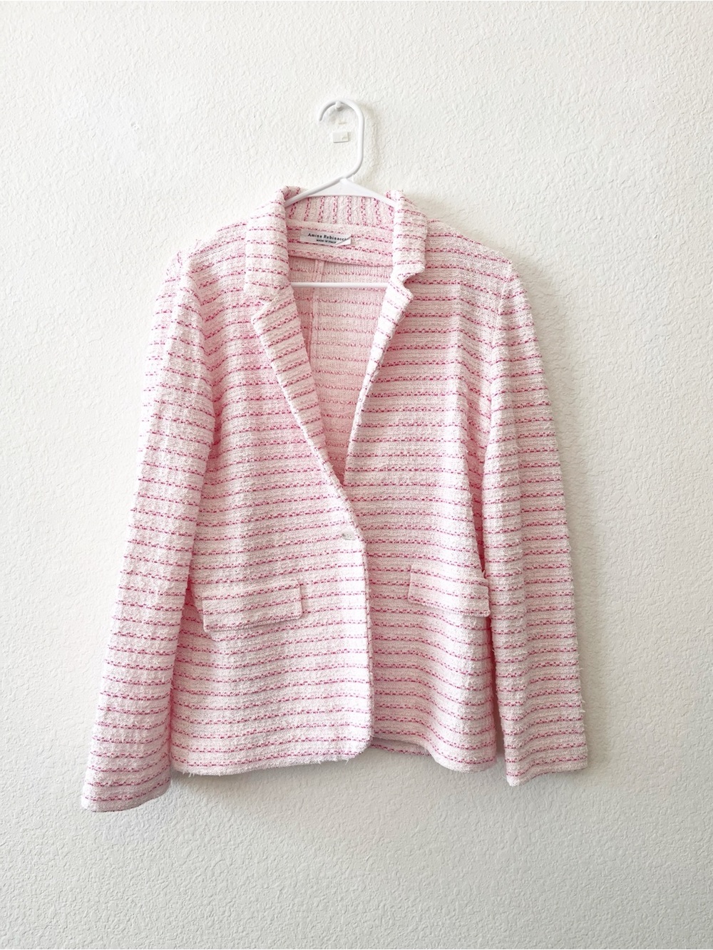 Amina Rubinacci Soft Pink Tweed Blazer Jacket Size 46/ US 10‎
